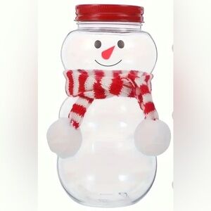 Festive Snowman Jar with Red Lid and Scarf